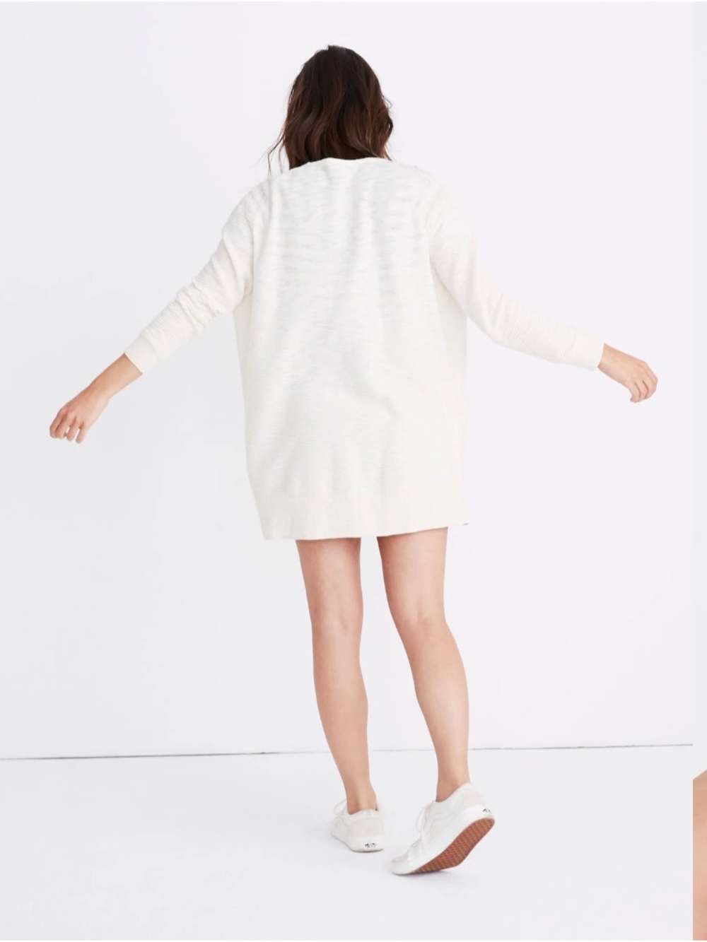 Madewell Summer Ryder Cardigan Sweater Stripe Pearl Ivory Open-Front Pocket SZ M - Picture 3 of 13